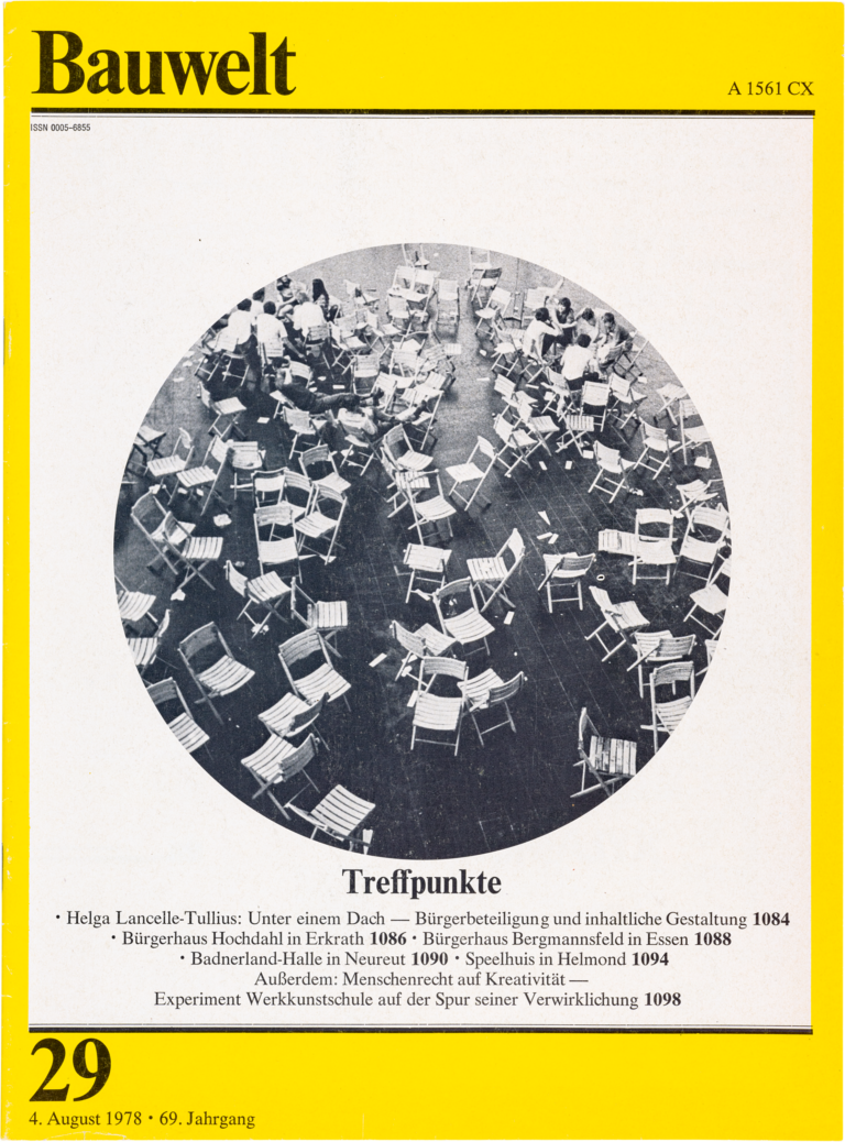Bauwelt 69, H. 29, Treffpunkte, 29,4 × 23,1 cm, 1978, Bestand Friedrich Mebes im Baukunstarchiv NRW