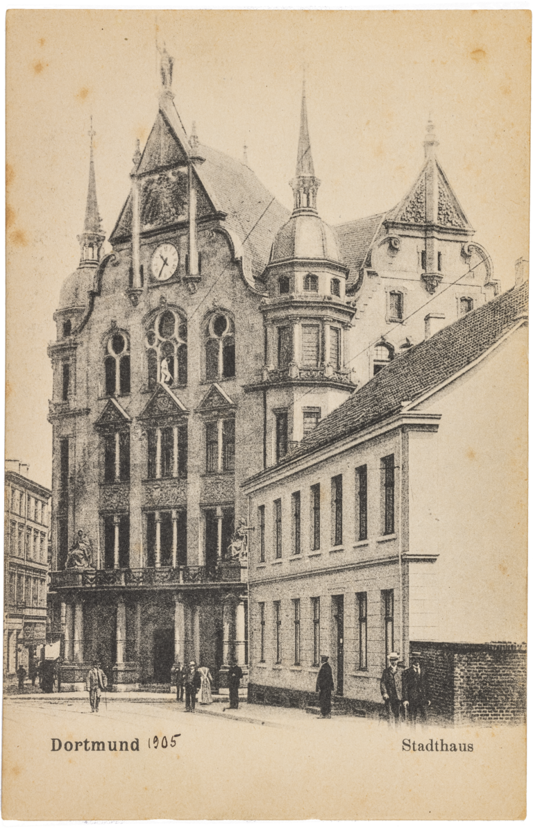 Dortmund Town Hall, Friedrich Kullrich, 1899, postcard Collection Baukunstarchiv NRW