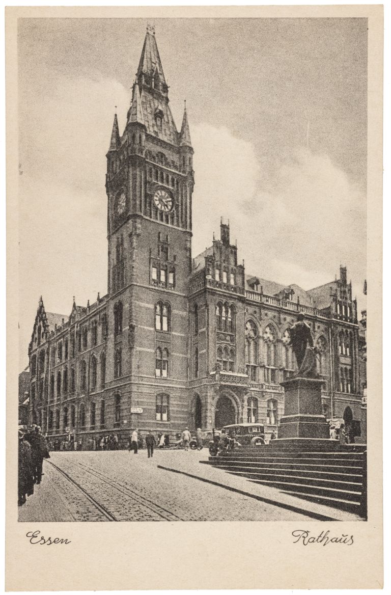 Essen City Hall, Peter Zindel and Julius Flügge, 1874-1884, postcard Collection Baukunstarchiv NRW