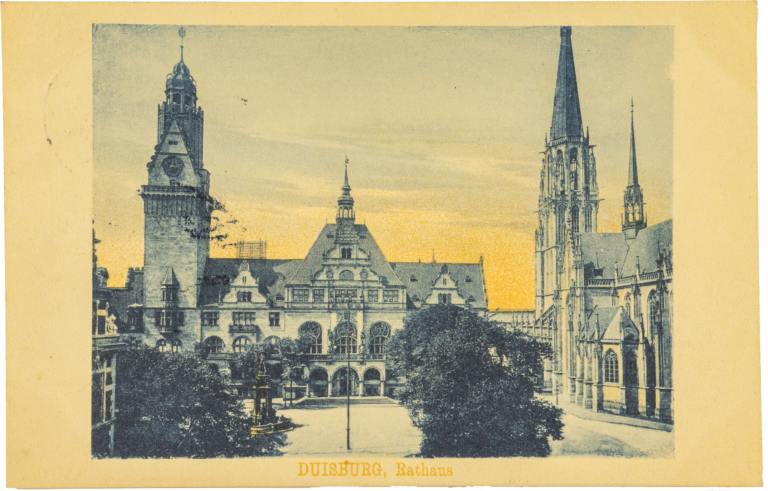 Duisburg City Hall, Friedrich Ratzel, 1895-1902, postcard Collection Baukunstarchiv NRW