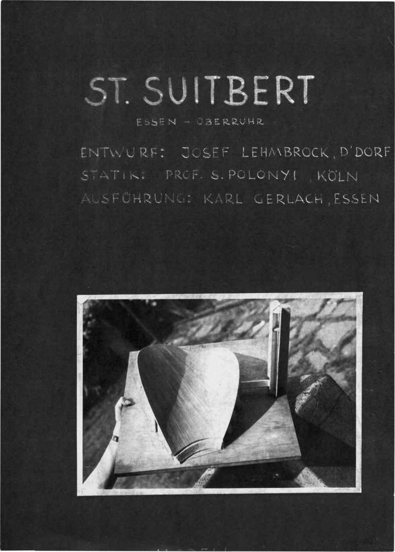 St. Suitbert, Essen, Fotokopie, 29,2 × 20,8 cm, Dokumentationsblatt mit Foto eines Architekturmodells, ohne Datum.
Bestand Stefan Polónyi, Baukunstarchiv NRW.